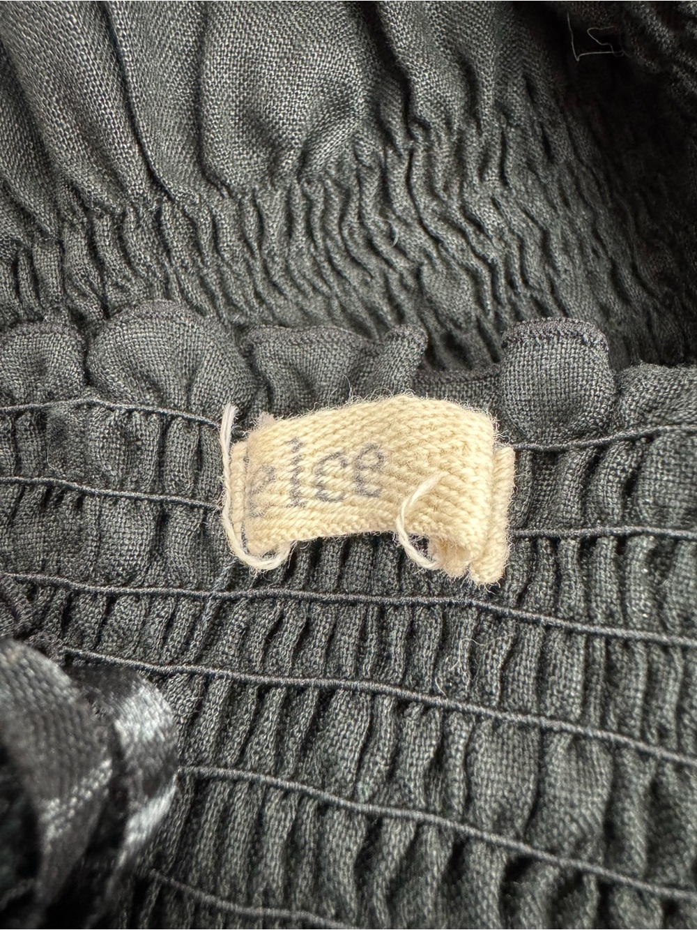 ELCE Linen Smocked Strapless Top Black S - Picture 8 of 9